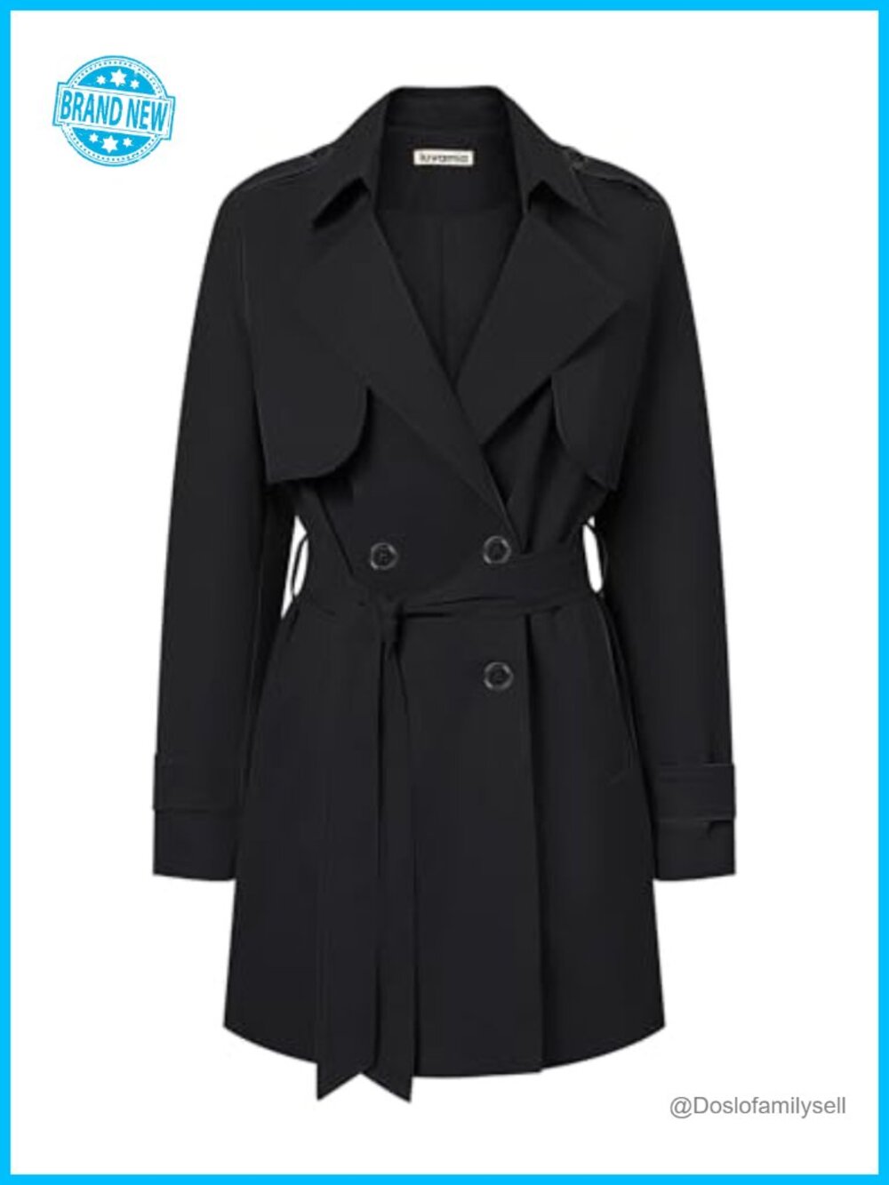 Women's Mid Length Double Breasted Trench Coat with Belt Business Casual Fall